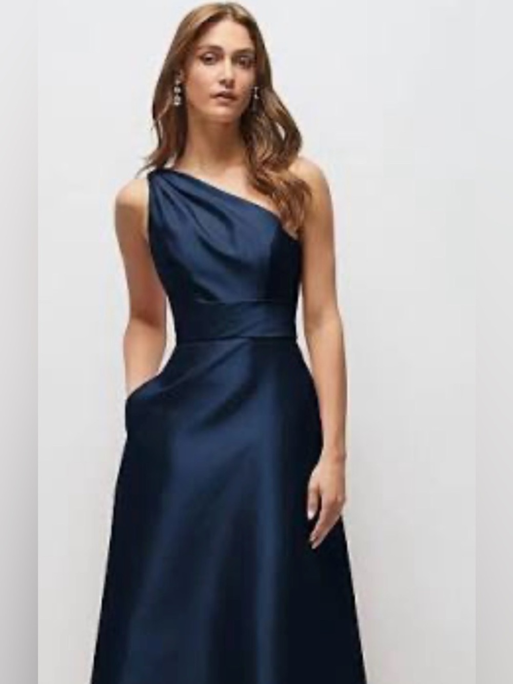 ALFRED SUNG One-Shoulder Navy Party Dress - Picture 11 of 11